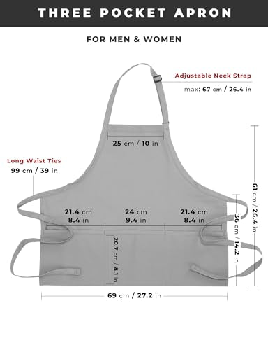 Chef Works Unisex Three Pocket Apron - color: Grey