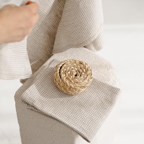 European Flax Linen Kitchen Towels Set of 2 - 16x28-inch - Waffle Weave - color: White Natural, size: Hand Towels