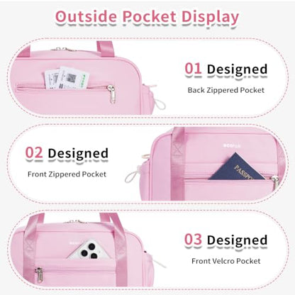 ECOHUB Small Gym Bag for Women, Mini Gym Duffle Bag with Wet Compartment, Cute Bowknot Sports Bag, Gym Tote Bag Dance Yoga Workout Travel Bags Pink - color: Pink