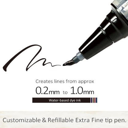 Kuretake ZIG Letter Pen COCOIRO, Body with Black Ink Refill Set, Flexible Extra Fine Brush Tip, Refillable marking Pen for Calligraphy, Hand Lettering, Made in Japan (WHITE, Black) - color: WHITE