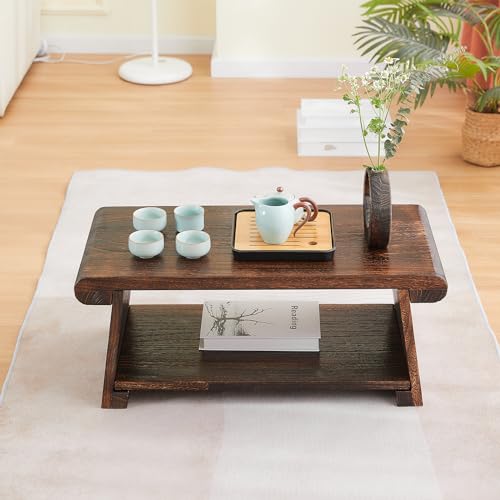 Folding Japanese Low Floor Table,Small Wood Meditation & Altar Table - size: 26.7”x13.6"x11"