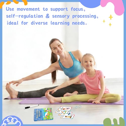 Yoga Workouts for Kids-32 Exercise Cards with Yoga Poses，ncludes 2 Rings&Dry-Erase for Improve Flexibility and Cultivate Concentration Autism Special Needs (Kids Yoga)