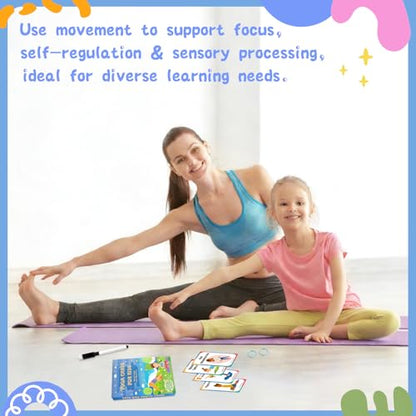 Yoga Workouts for Kids-32 Exercise Cards with Yoga Poses，ncludes 2 Rings&Dry-Erase for Improve Flexibility and Cultivate Concentration Autism Special Needs (Kids Yoga)