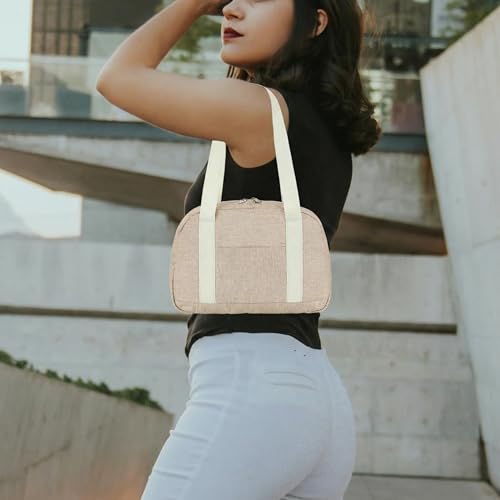 Mini Gym Bag for Women Girl 12 inch Small Gym Tote Lightweight Carry On Bag - color: Beige