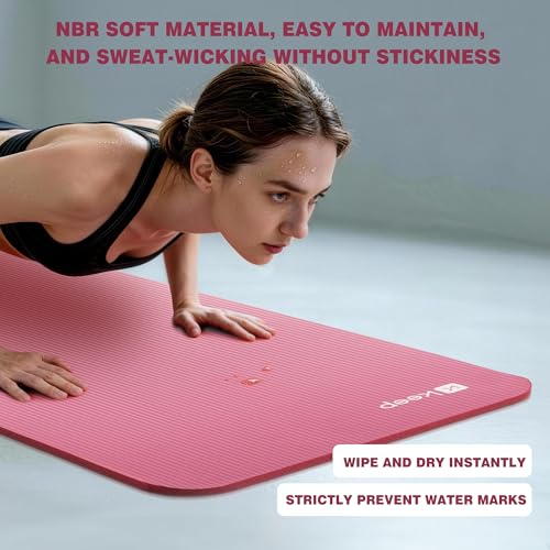 KEEP Extra Thick NBR Yoga Mat - color: pink, size: 72”x24”x10mm