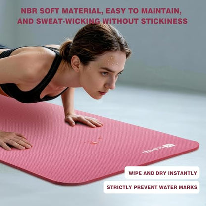 KEEP Extra Thick NBR Yoga Mat - color: pink, size: 72”x24”x10mm