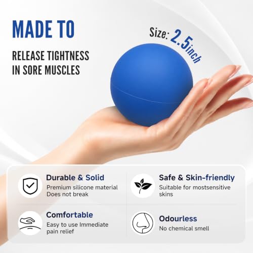 Lacrosse Massage Ball Spiky Ball Set | for Myofascial Release, Plantar Fasciitis, Stress Relief for Back, Neck, Feet, for Home, Office, Gym - color: Blue-red-
