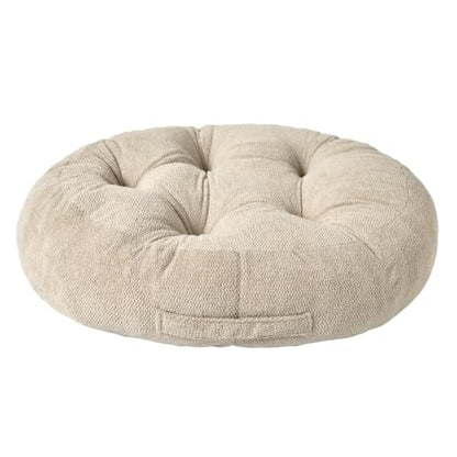 Floor Pillow for Adults, Large Sitting & Meditation Cushion - color: Beige, Round