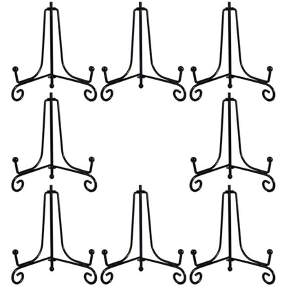 HENABLE 8PCS Premium Black Iron Plate Stands for Display 4 Inch, Decorative Solid Metal Plate Holders for Displaying, Mini Easel, Frame, Book, Card, Plaque, Bowl, Picture Stands for Display - size: 8PCS 4IN