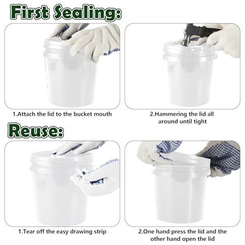 4 Pack Small Paint Bucket for Painting Pint Touch Up Paint Containers with Lids Empty Paint Cans Plastic Paint Storage Containers 1/2 Quart Paint Cans Hand Held Paint Pail for Leftover Paint