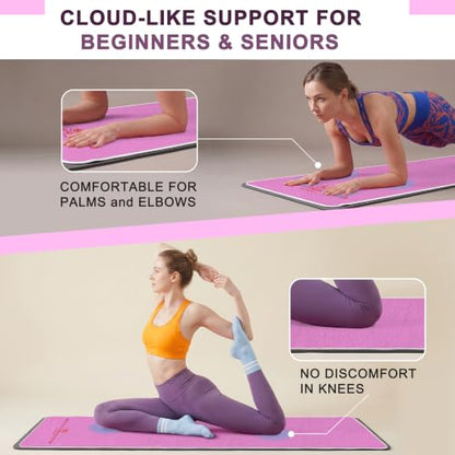 Upgraded Yoga Mat Towel with Bonus Grip Socks, Elegant Embroidered - color: Orchid Purple