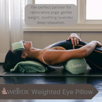 Wellrox Weighted Eye Pillow - Flaxseeds & Lavender Eye Pillow Weighted for Restorative Yoga, Meditation & Stress Relief (Lavender, Scented) - color: Lavender