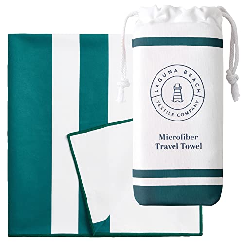 Laguna Beach Textile Co. 재활용 극세사 퀵 드라이 비치 타월 - 주니퍼 그린 - color: 주니퍼