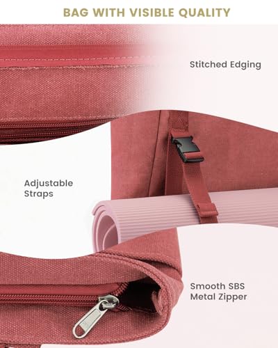 Gonex Yoga Mat Bag For Women Canvas Tote Pilates Gym Bag With Mat Carrier - color: Watermelon Red, size: Classic (15.5×5.5×14.5inch)