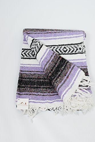 Open Road Goods Pastel Purple Mexican Blanket - Authentic Serape Falsa Blanket - Handmade (Acrylic Blend, XL) - color: Pastel Purple