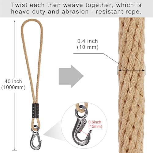 BeneLabel 2 Pcs Tree Swing Rope, 39 inch, Hammock Tree Swing Hanging Strap, Heavy Duty Hook, for Indoor Outdoor Swing Hammock Playground Set Accessories,Raw White - color: Raw White, size: 39"(2 Pack)