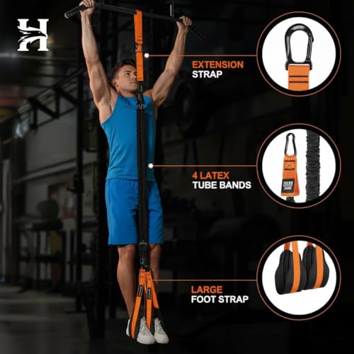 Pull Up Assistance Bands with Handles, Foot & Knee Straps, Bag for Home Gym
