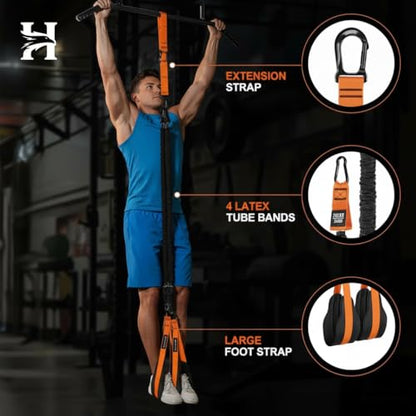 Pull Up Assistance Bands with Handles, Foot & Knee Straps, Bag for Home Gym