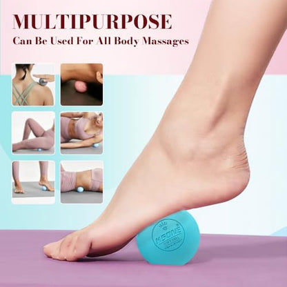 KSONE Massage Lacrosse Balls -Massage Balls for Myofacial Release&Trigger Point Therapy-Set of 2-Hard Lacrosse Massage Ball &Soft Massage Ball with one mini Ball - color: Multi Blue