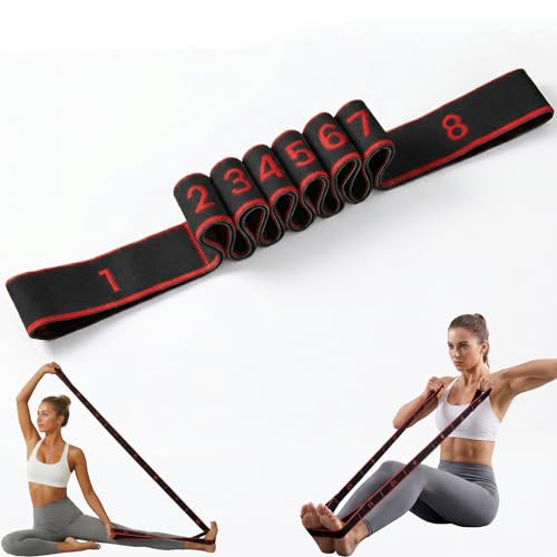 Resistance Bands for Working Out, Numbered Fabric Exercise Bands for Women Men, Non-Slip Stretching Strap with Loops for Yoga, Pilates, Physical Therapy,Dance, Home Workout Equipment - color: Red, size: 8 Loops
