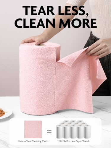 Fantasticlean Microfiber Cleaning Cloth Rolls- 675 Sheets (9 Rolls of Pink) - color: Pink, size: 675 pack