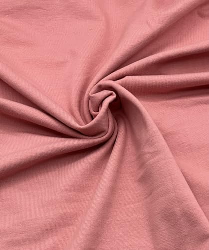 EOVEA - Cotton Spandex Fabric by The Yard - 4 Way Stretch Jersey Knit - Spandex & Cotton T-Shirt Fabric - Lightweight, Breathable - 60" Wide Roll| 10 oz(Dusty Pink, 1 Yard) - color: Dusty Pink, size: 1 Yard