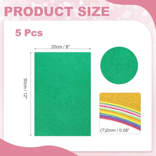 MECCANIXITY 5 Sheets Dark Green Shiny Foam Sheets with Adhesive Backing, 8x12Inch Self-Adhesive Shiny EVA Foam Sheets Sticky EVA Paper Stickers for Art Crafts Projects, DIY Party Decoration - color: Dark Green