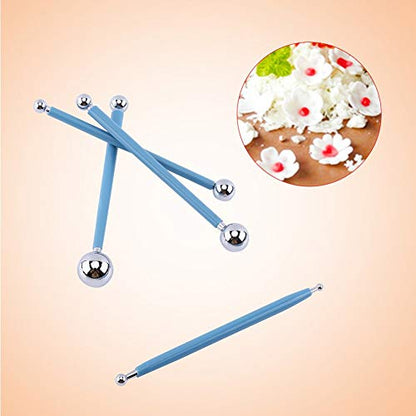 Walfront 4 Pcs Modeling Ball Tools Double Ended 8 Ball Stainless Steel Dotting Modeling Tools Clay Indentation DIY Ceramics Pottery Carving Tool Embossing Sculpting Set