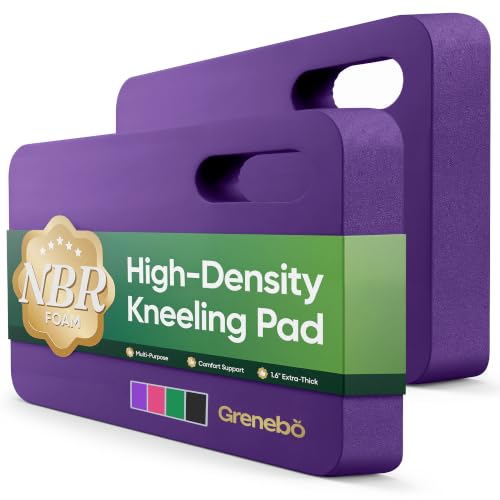 Grenebo 2-Pack Kneeling Pads, Extra Thick NBR, 17.3 x 11 x 1.6 in, Purple - color: Purple