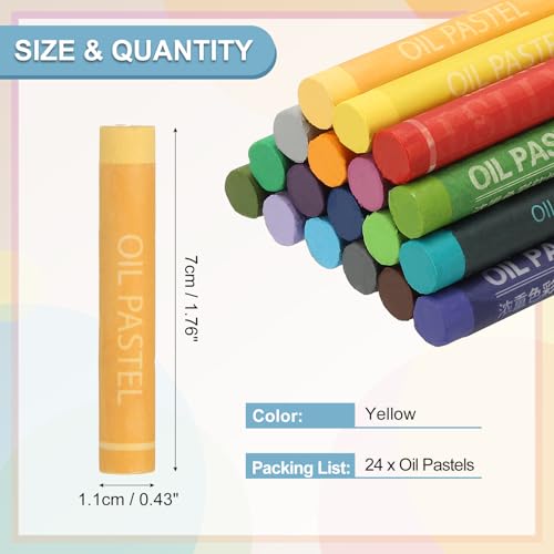 PATIKIL Yellow Oil Pastels, 24Pcs Soft Oil Crayons Creamy Pastels Stick Art Supplies for Art Painting Drawing Blending Graffiti for Drawing Beginners Artists - color: Yellow