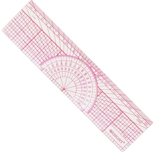 Westcott Engineers' Protractor Ruler, Dual-Scales Cm and Tenths-Inch, Back-to-School, School Supplies, Classroom Supplies, 6-Inch - size: 1 Count (Pack of 1)