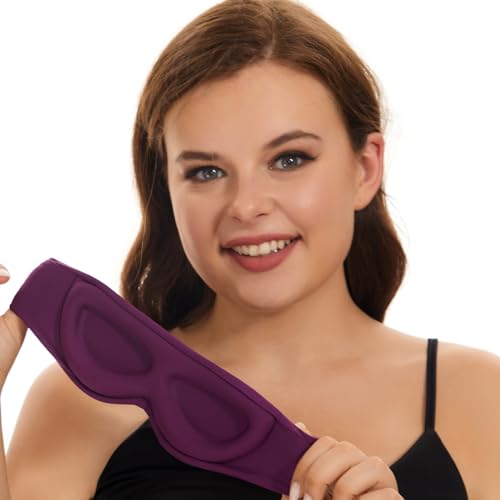 ALASKA BEAR Side Sleeper Sleep Mask, Patented, 100% Blackout, Purple - color: A2 Purple