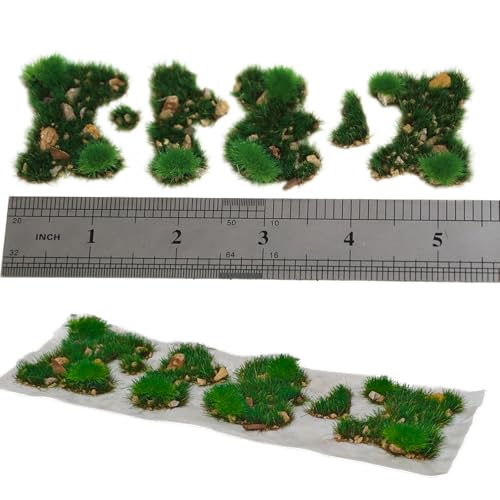 Kai Dream Miniature Static Grass and Stone Bush Clusters for Diorama, Train Landscape, Railroad Scenery, Wargaming (Dark Green) - color: Dark Green