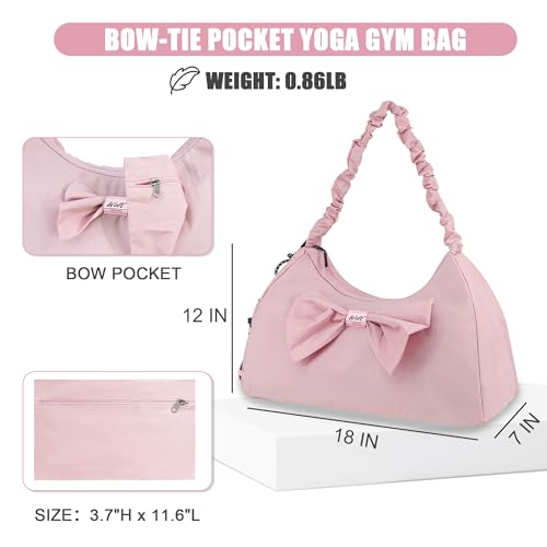 WOLT Gym Bag For Women, Yoga Mat Bag with Shoes Compartment, Wet Pocket and Water Bottle Pocket - color: Pink