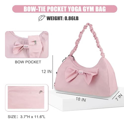WOLT Gym Bag For Women, Yoga Mat Bag with Shoes Compartment, Wet Pocket and Water Bottle Pocket - color: Pink