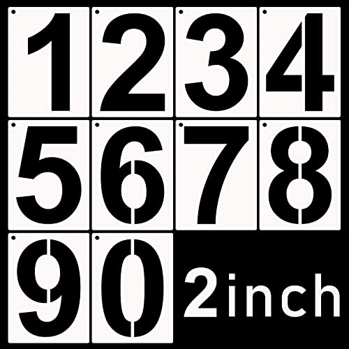 DXCYZ 2 Inch Tall Number Stencils Kit 0-9 Address Number Stencil, 10PCS Reusable Plastic Painting Number Templates for Mailbox Signs, Door, Cars, Trucks, Home, Business, Window - size: 2 Inch