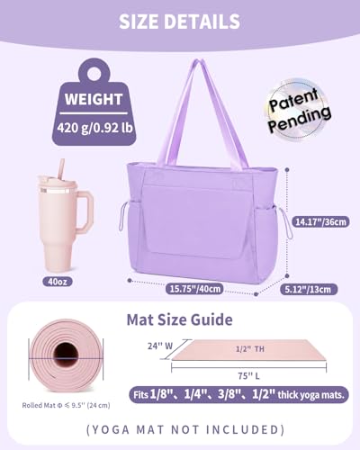 sportsnew Yoga Mat Bag Waterproof Tote Gym Bag Mat Carrier W/Wet Pocket - color: Purple