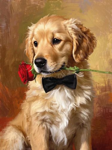ZRIZQ Paint by Numbers Kit for Adults Beginner Animal,Dogs,16x20 | Full set with wooden brushes,rolled canvas,rich paints.Calming activity.Beginner friendly.Just open and paint. - color: 16"X20"Rolled Canvas(Frameless)-Dog 2