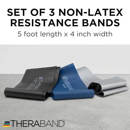 THERABAND Resistance Bands Set, Elastic Bands for Exercise & Physical Therapy, Strength Training for Upper & Lower Body Fitness - size: Advanced Set – 3 Pack, style: Non-Latex
