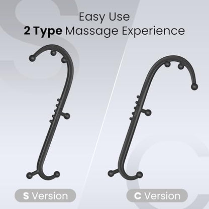 LiBa Trigger Point Massage Tool 11-Node, Collapsible S/C Curve | 11 pressure point nodes, targets knots, shape-shifting S or C curve, detachable back neck shoulder massager, travel-friendly - color: Detachable Black