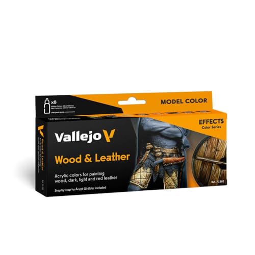 Vallejo - Model Color Effects Wood & Leather Set | Modeling Acrylic Paints | 8 Bottles x 18 ml (0.60 fl.oz.) - style: Wood & Leather
