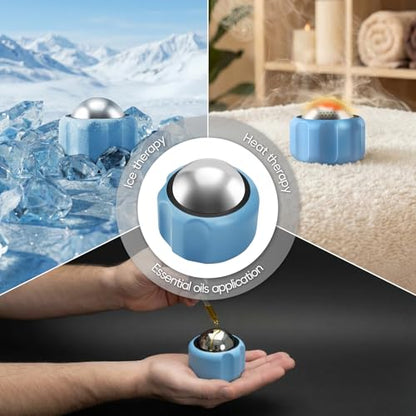 Cold Massage Roller Ball Ice Roller for Muscle Recovery-Blue | medical-grade stainless steel,Cooling Cold Therapy Roller,Deep Tissue, Pain Relief,Supports Cold, Heat, or Essential Oil Use - color: Blue