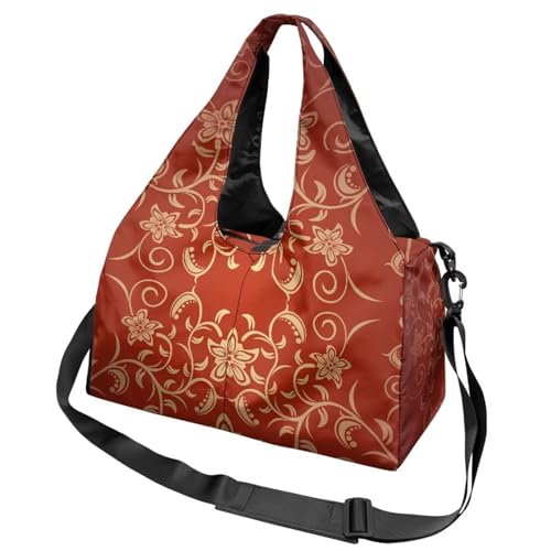 Yoga Gym Bag with Removable Adjustable Shoulder Strap, Shoe Compartment & Top Yoga Mat Holder 17.72x8.66x9.84in - color: Classic Flower Stripe Print