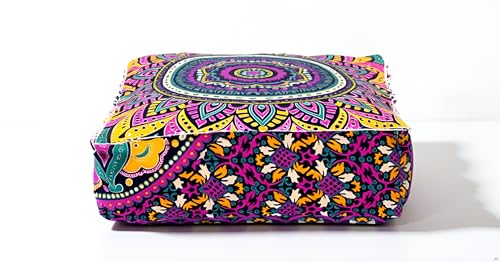 INDIAN CRAFT CASTLE ICC Floor Pillows & Cushion Covers Decorative Hippie Mandala Pouf Pillow Covers Seating Meditation Cushion Cover Large Boho Ottoman Case Pillowcase Couch New Pink, 18" Square - color: New Pink, size: 18"D x 18"W x 5"H