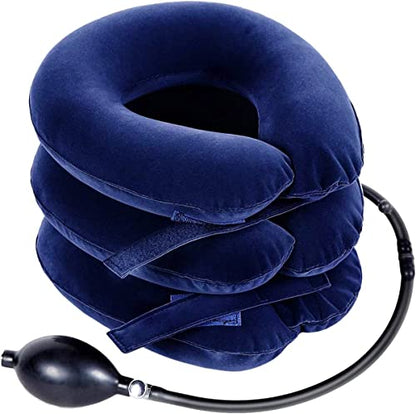 Cervical Neck Traction Device for Instant Neck Pain Relief - Inflatable & Adjustable Neck Stretcher Neck Support Brace, Best Neck Traction Pillow for Home Use Neck Decompression (Blue) - color: Blue