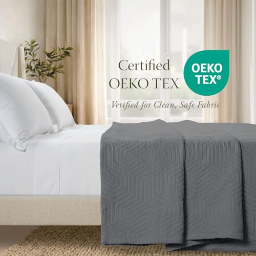 Threadmill Luxury Cotton Blankets for Queen Size Bed | All-Season 100% Cotton Queen Size Blanket | Aster Jacquard Cozy Lightweight, Soft Breathable Coverlet fits Full Size Bed, 90x92 | Dark Grey - color: Aster Dark Grey, size: Queen / Full