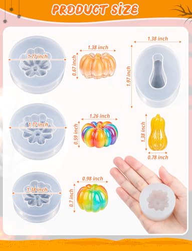 16 Pcs Mini Pumpkin Resin Mold, 3D Simulation Miniature Pumpkins Molds | Epoxy Casting Molds Flexible Pumpkin Silicone Mold for DIY Resin Art Fairy Garden Miniatures Landscape Crafts Decor - color: 16 Pcs Pumpkin White