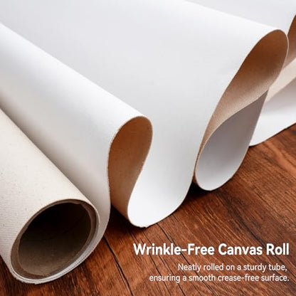 PHOENIX Professional Canvas Roll 72 Inch x 3 Yard (9 Feet) | 15 Oz. Heavyweight Primed Cotton, for Oil & Acrylic Painting, Ready-to-Use Unstretched Artist Canvas - size: 72 inch x 3 yard, style: 15 oz.
