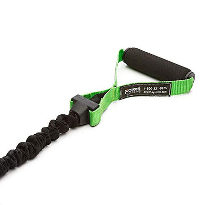 Power Systems Covered Resistance Tube with Handles, 48 Inch, Nylon Sleeve Protected Exercise Band for Strength Training, Physical Therapy, Stretching, 6 Color Coded Resistance Levels - color: Light