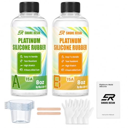 Platinum Silicone Mold Making Kit 16 oz, 15A, 1:1 Self-Degas | 16 oz platinum silicone, 1:1 mix, flexible 15A, self-degassing flow and fine-detail casting for reusable craft molds.